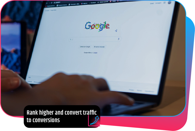 The Google search engine results page shown is where your advertisements should rank high